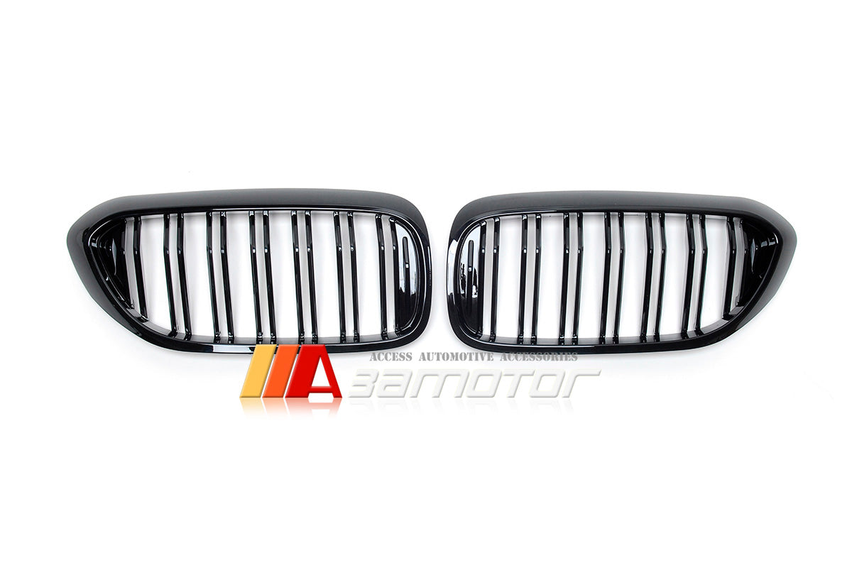 Dual Slat Gloss Black Front Kidney Grilles Set fit for 2017-2020 BMW G30 / G31 5-Series
