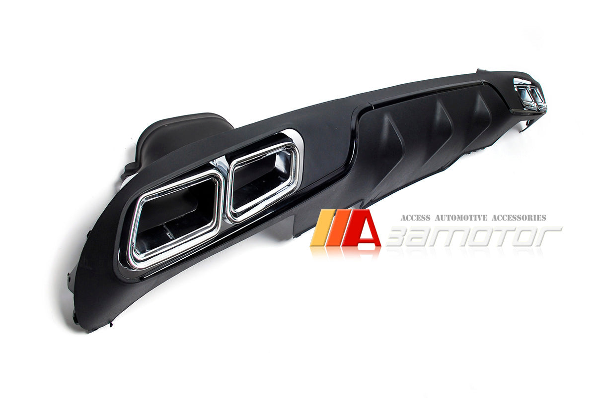 Rear Bumper PP Diffuser Black + 2 Exhaust Tips fit for 2018-2020 Mercedes W213 / S213 E-Class