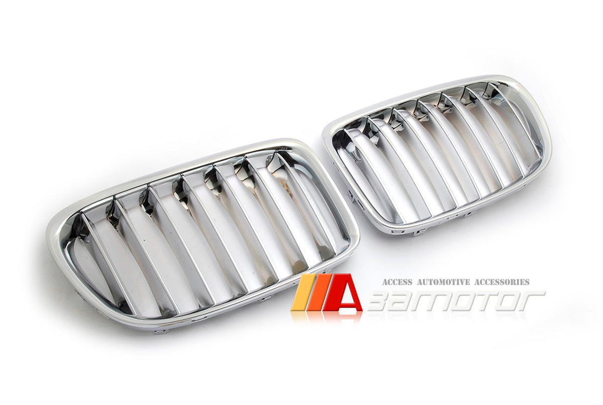 All Chrome Front Kidney Grilles Set fit for 2009-2014 BMW E84 X1