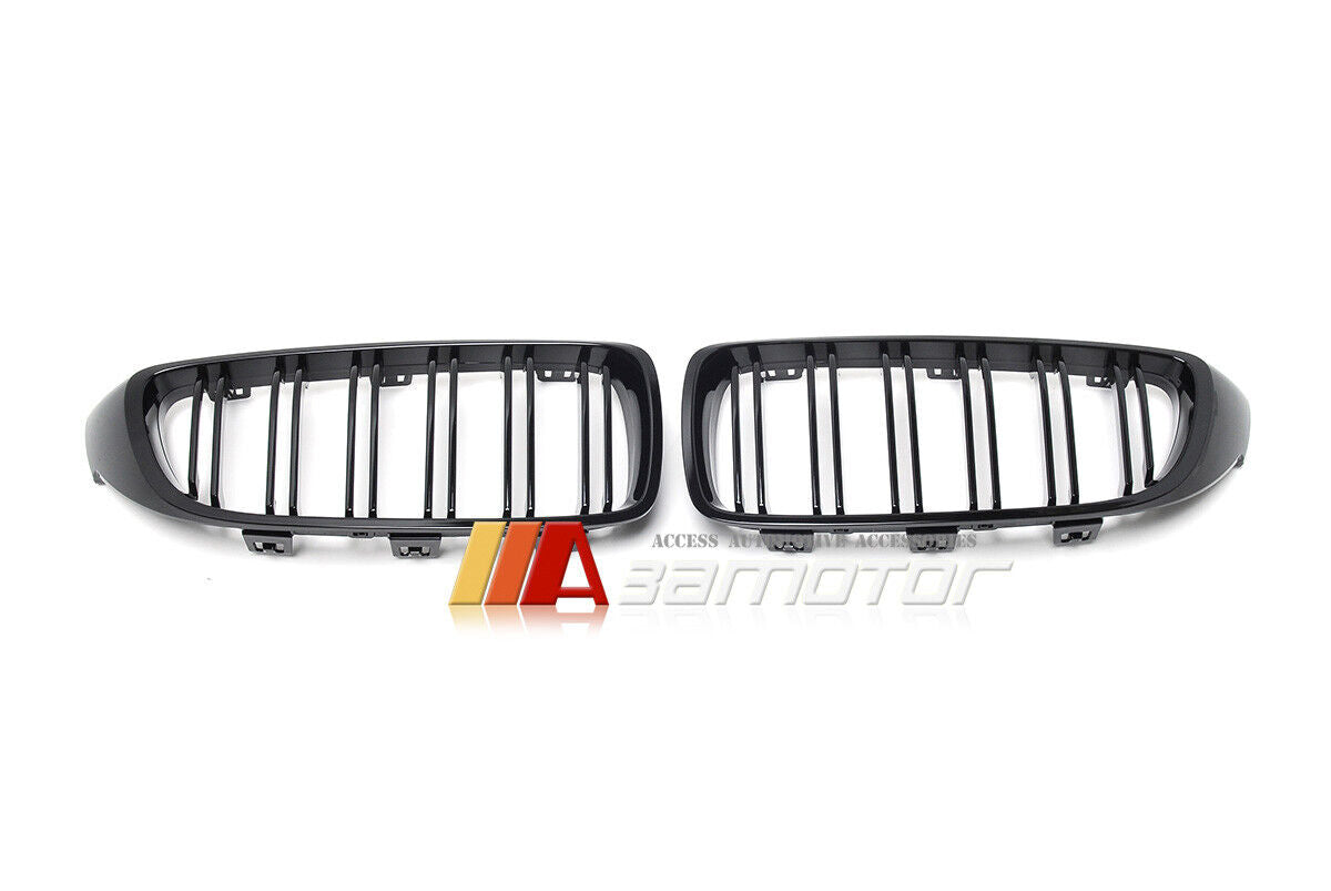 Gloss Black Dual Slat Style Front Grilles fit for 2014-2020 BMW F32 F33 F36 4-Series / F80 M3 / F82 M4