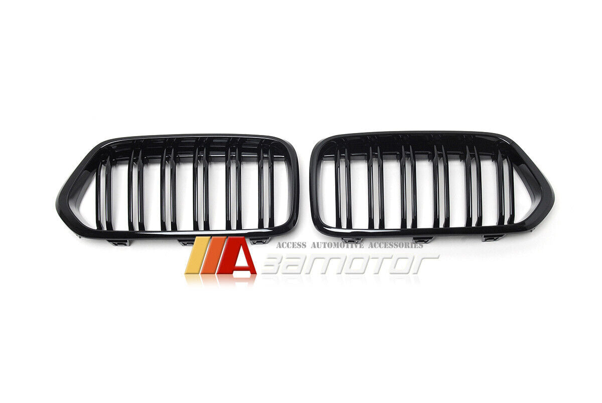 Gloss Black Dual Slat Style Front Kidney Grilles Set fit for 2018-2021 BMW X2 F39