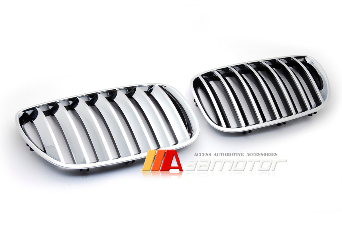 Chrome Front Kidney Grilles Set Backing Black fit for 2004-2006 BMW E53 LCI X5