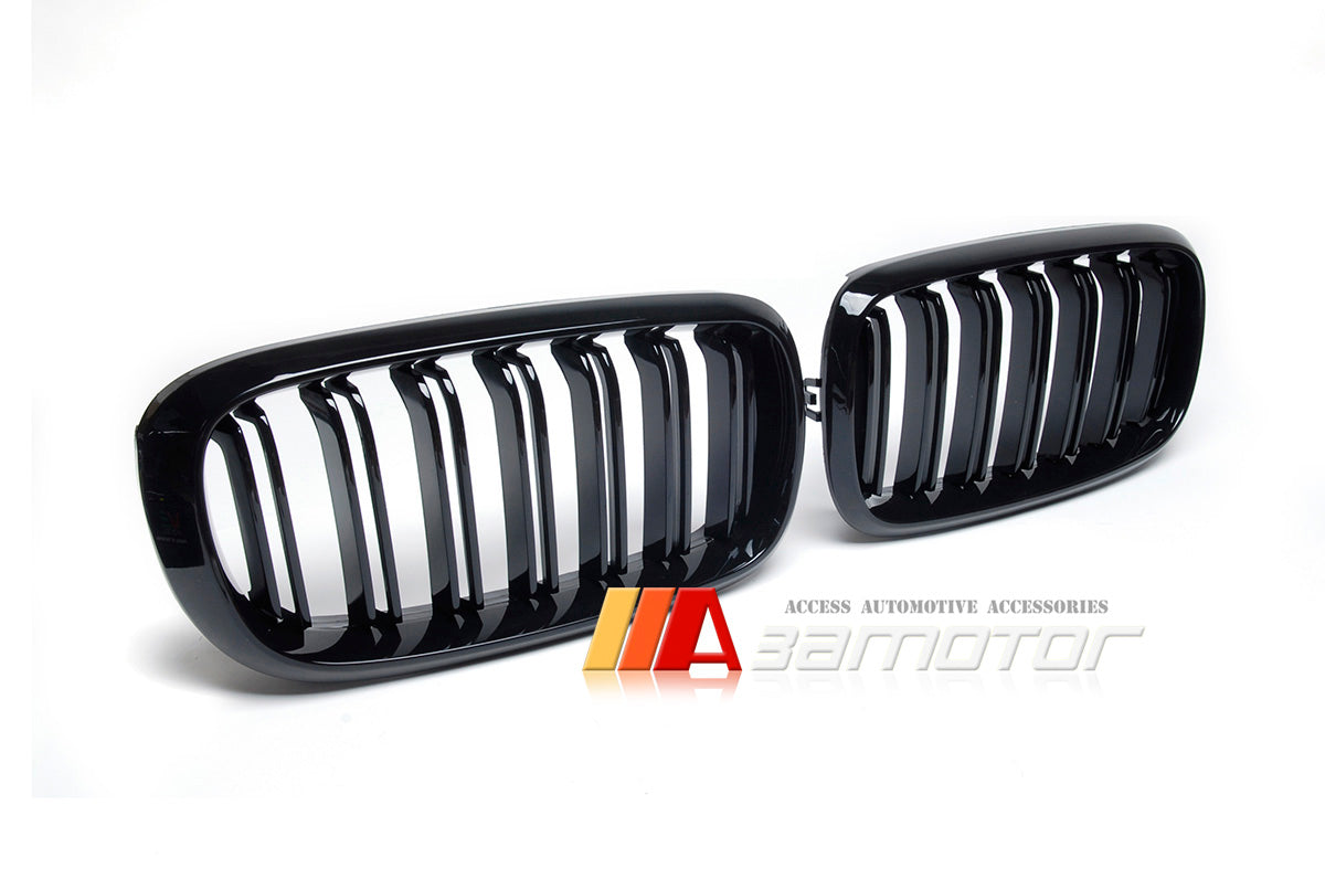 Gloss Black Dual Slat Front Kidney Grilles fit for 2014-2018 BMW F15 X5 X5M / F16 X6 X6M