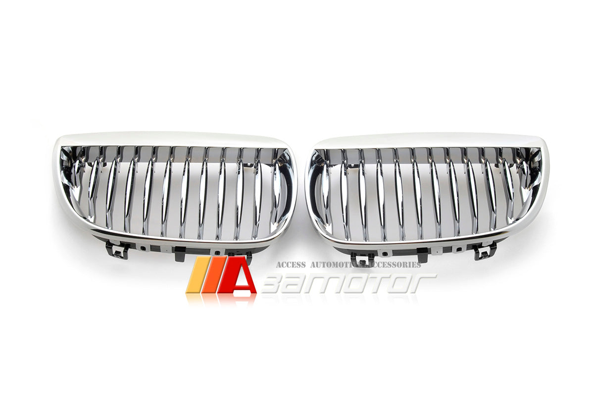 Front Chrome Kidney Grilles Backing Black fit for 2004-2006 BMW E87 Pre-LCI 1-Series Hatchback