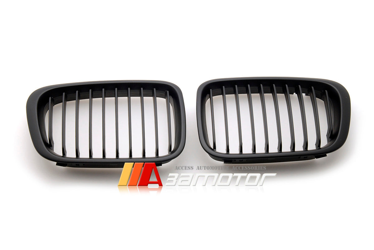 Matte Black Front Kidney Grilles Set fit for 1998-2001 BMW E46 Pre-LCI 3-Series Sedan