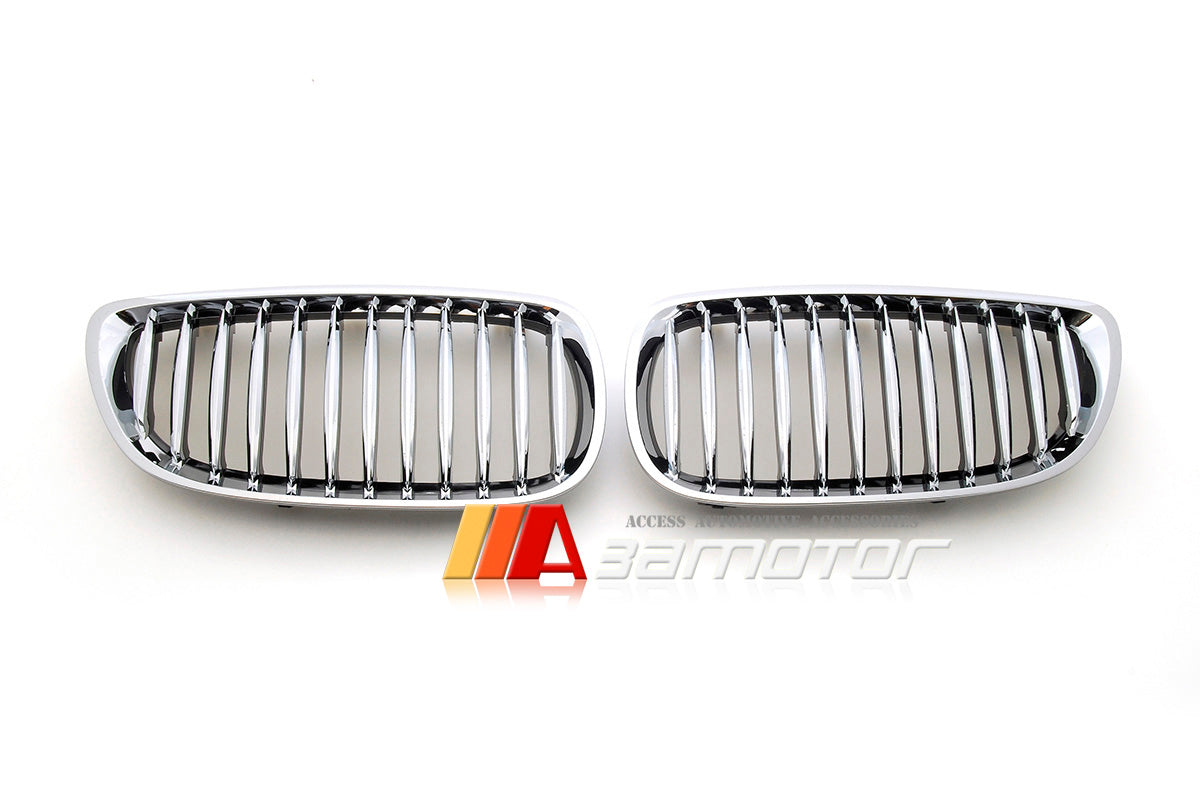 Front Chrome Kidney Grilles Black fit for 2007-2010 BMW E92 / E93 Pre-LCI 3-Series & 2008-2013 E92 M3 Coupe