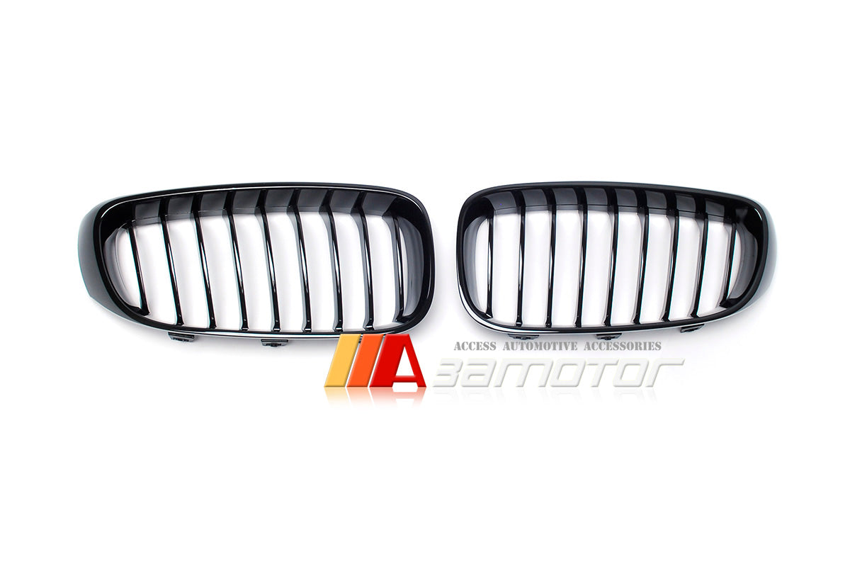 Gloss Black Front Kidney Grilles Set fit for 2014-2016 BMW F34 Pre-LCI 3-Series GT