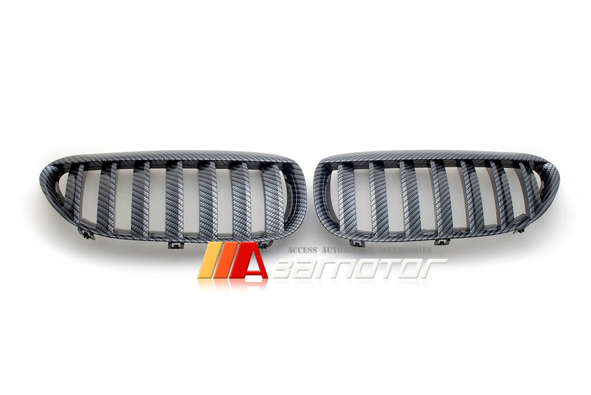 Carbon Look (Hydro Dipped) Front Kidney Grilles Set fit for 2004-2010 BMW E63 / E64 6-Series & M6