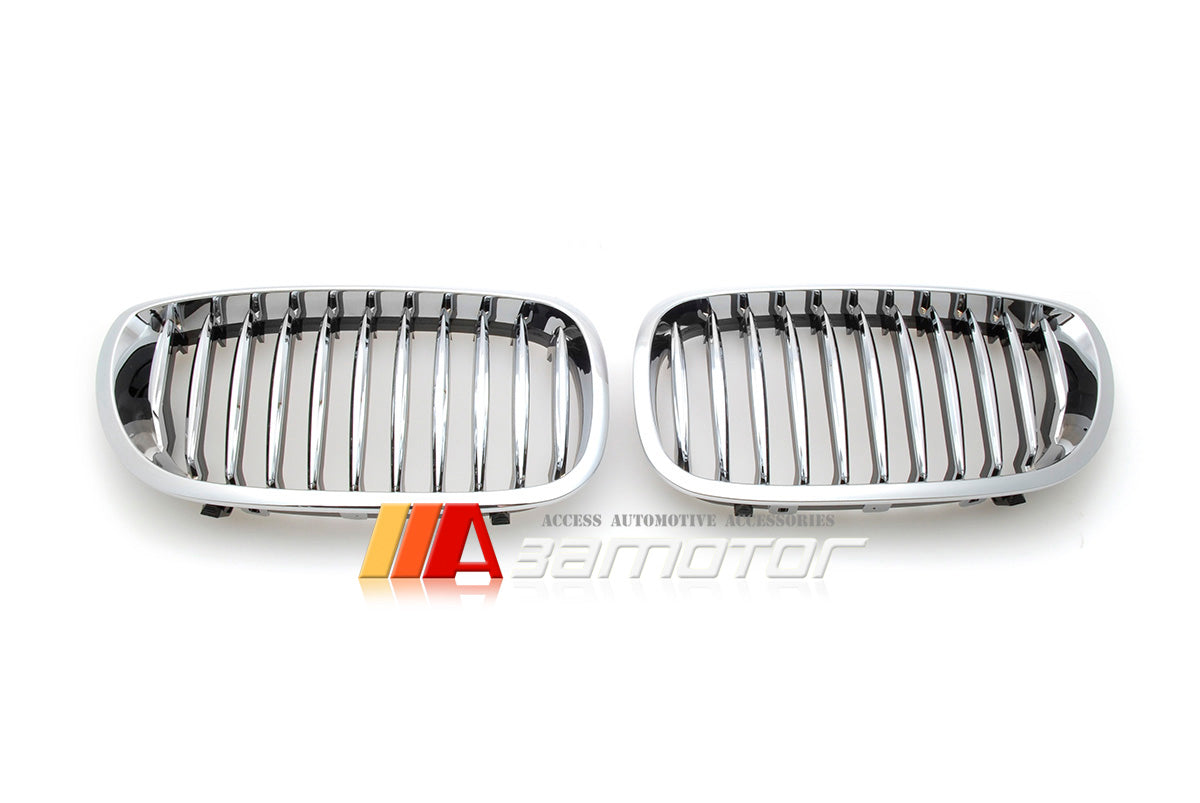 Chrome Front Kidney Grilles Set Backing Black fit for 2003-2006 BMW E46 LCI 3-Series Coupe