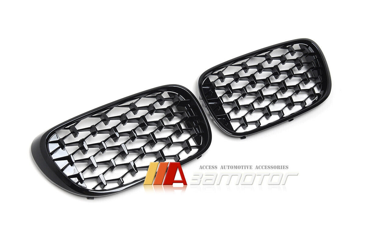 All Gloss Black Diamonds Front Kidney Grilles Set fit for 2016-2018 BMW G11 / G12 Pre-LCI 7-Series