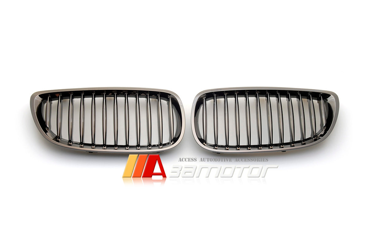 Black Chrome Finish Front Kidney Grilles fit for 2007-2010 BMW E92 / E93 Pre-LCI 3-Series & 2008-2013 E92 M3 Coupe