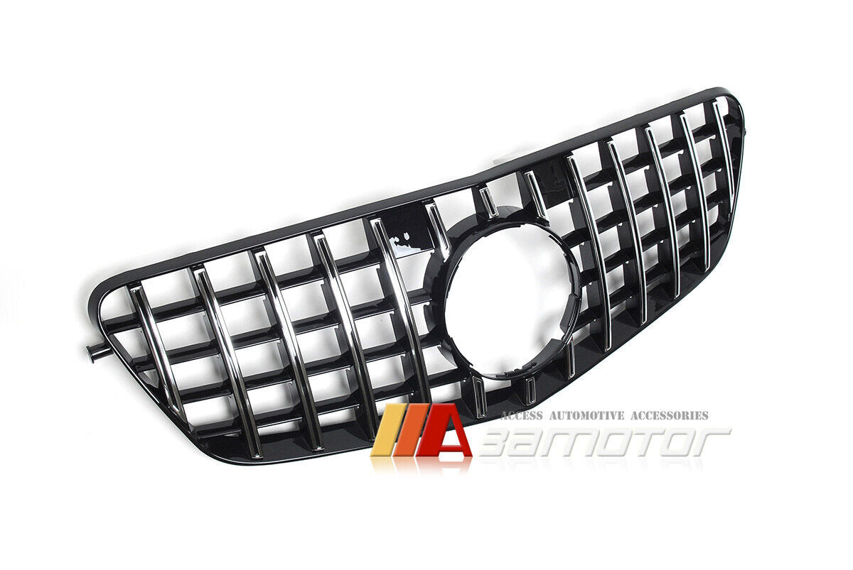 Black GT Style Front Grille Chrome Slats fit for 2009-2013 Mercedes W212 / S212 E-Class