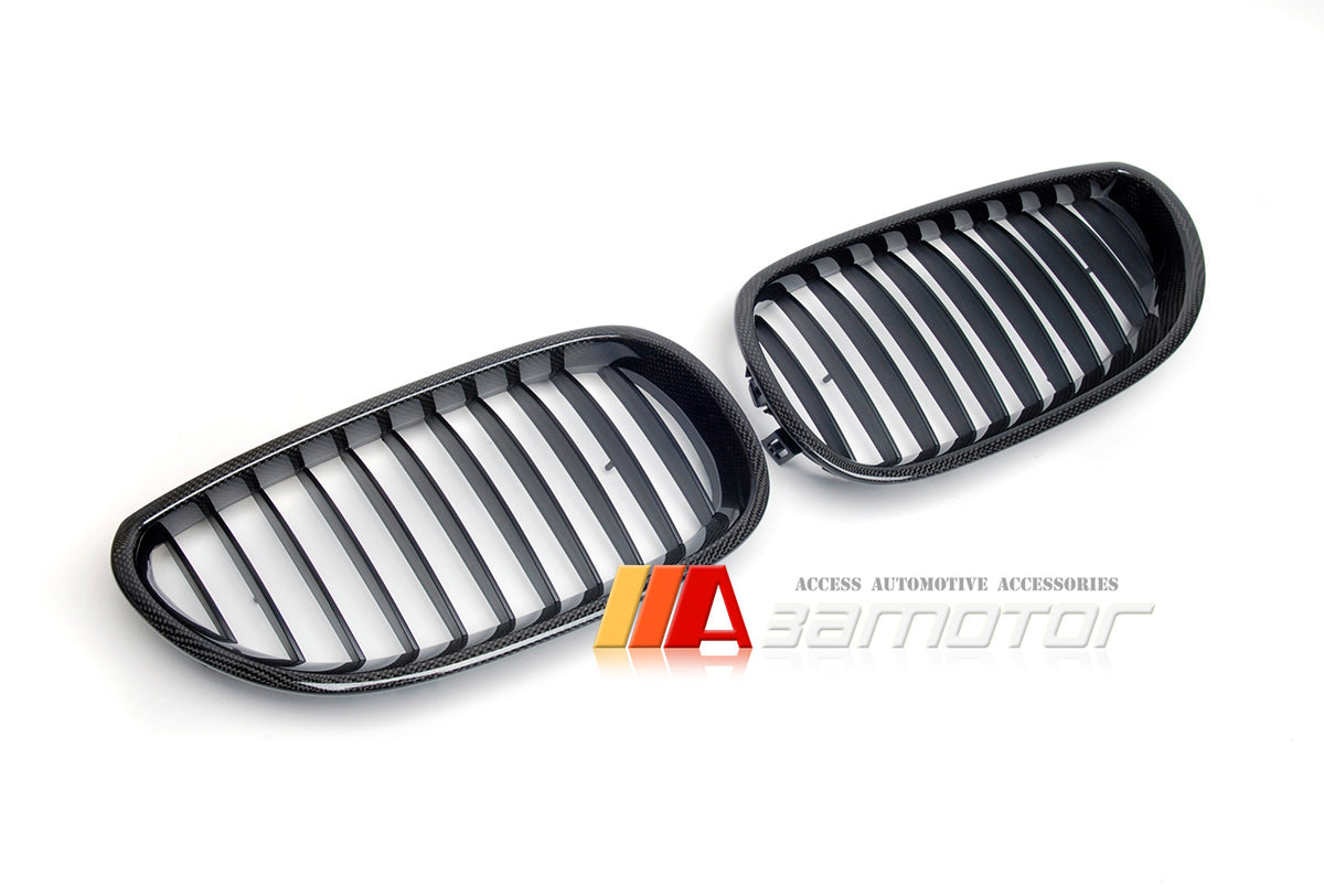 Carbon Fiber Front Kidney Grilles Set fit for 2004-2010 BMW E60 / E61 5-Series & E60 M5