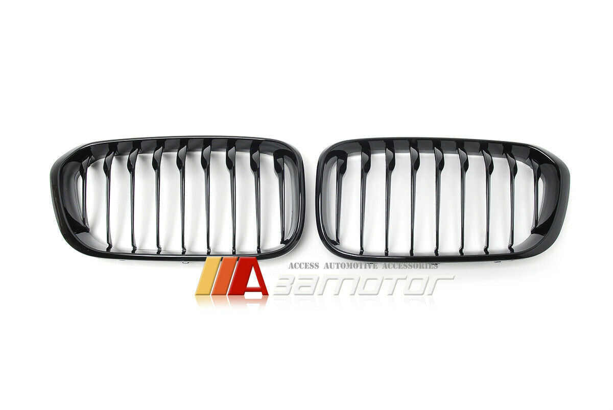 Gloss Black Front Kidney Grilles Set fit for 2015-2017 BMW F20 / F21 LCI 1-Series