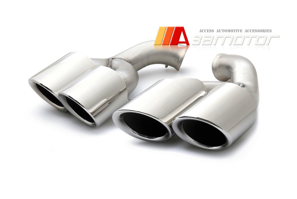 Quad Muffler Rear Exhaust Tail Pipes Stainless fit for 2015-2017 Porsche Cayenne V6 V8