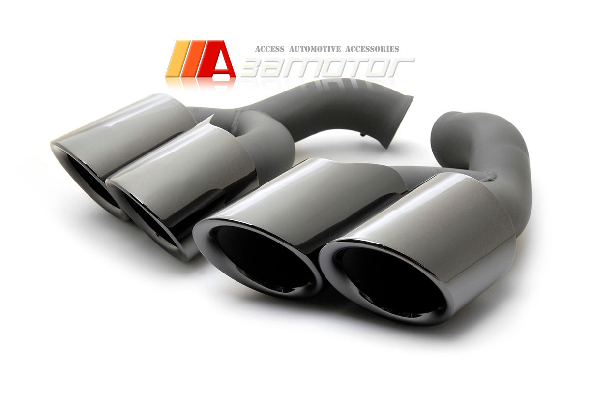 Quad Muffler Exhaust Tail Tip Black Chrome fit for 2011-2014 Porsche Cayenne 958 V8