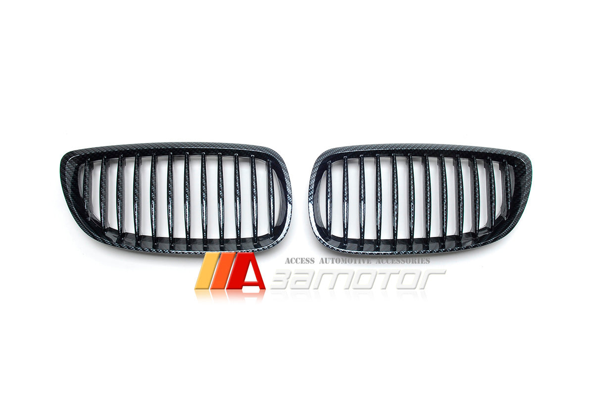 Carbon Look (Hydro Dipped) Front Kidney Grilles fit for 2007-2010 BMW E92 / E93 Pre-LCI 3-Series & 2008-2013 E92 M3 Coupe