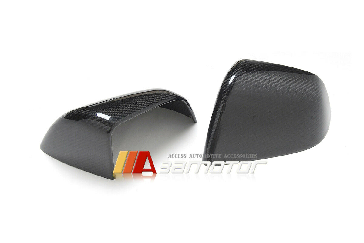 Dry Carbon Fiber Door Side Mirror Trim Covers Set fit for 2017-2023 Tesla Model 3 / Y