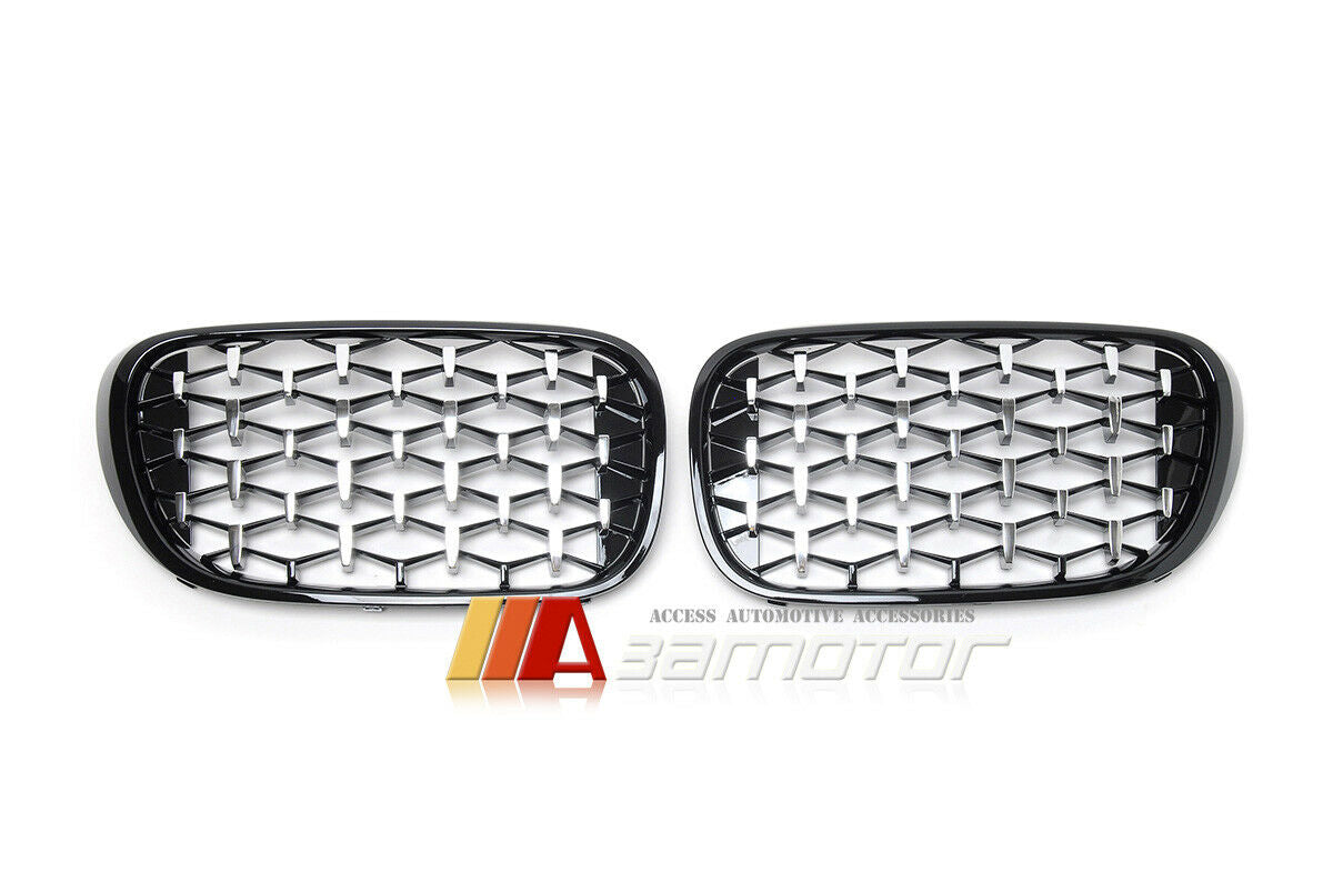 Gloss Black Diamonds Font Kidney Grilles Set fit for 2016-2018 BMW G11 / G12 Pre-LCI 7-Series