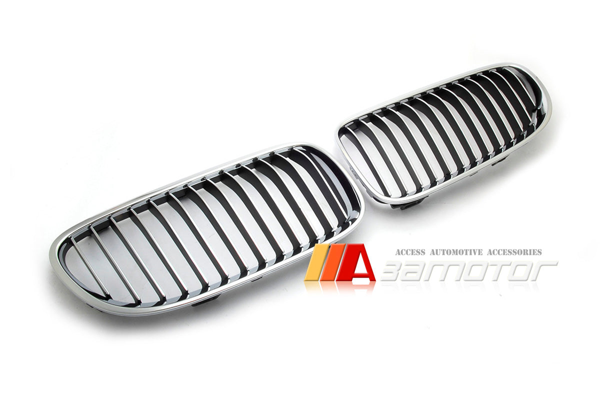 All Chrome Front Kidney Grilles Set fit for 2011-2013 BMW E92 / E93 LCI 3-Series