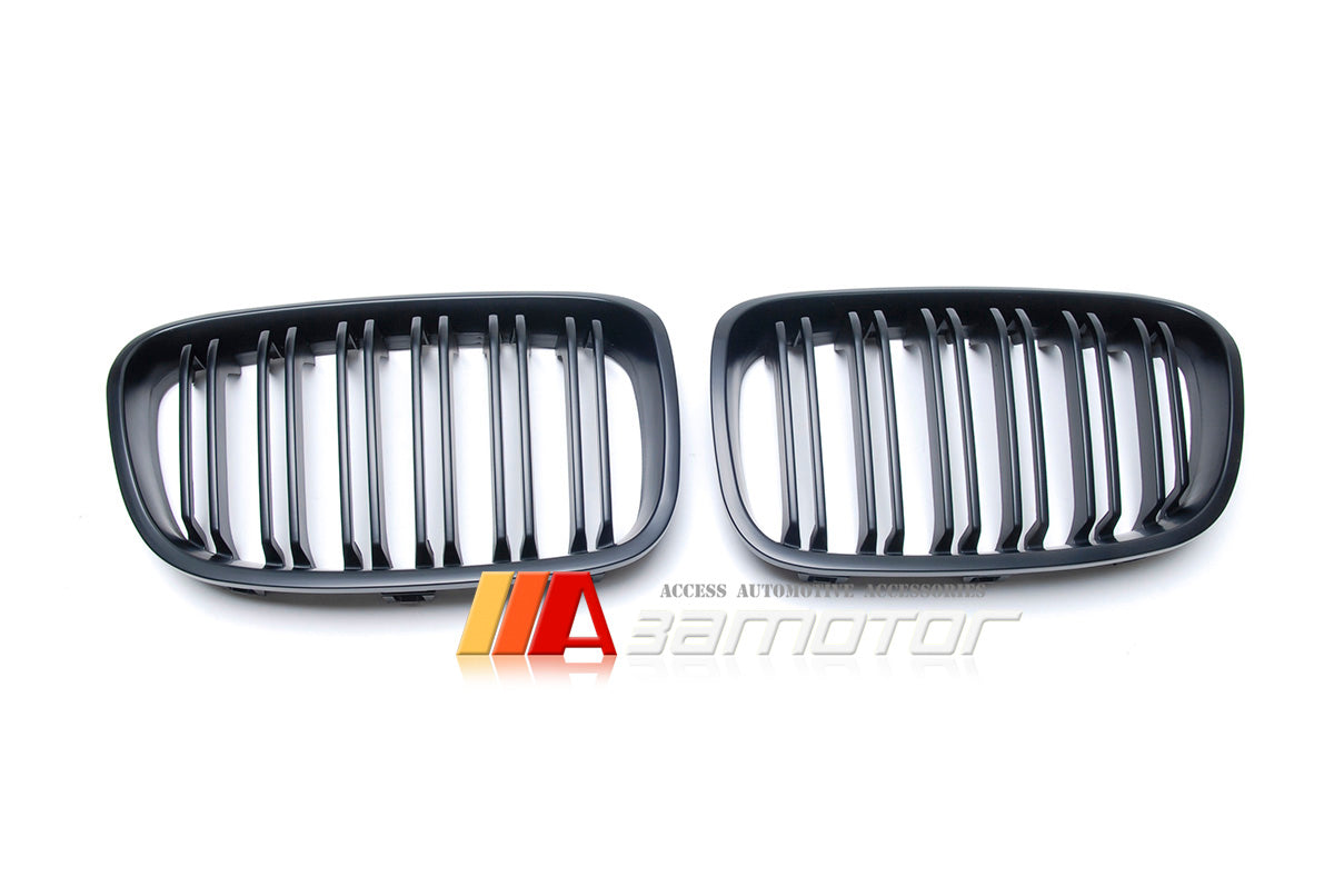 Matte Black Dual Slat Front Kidney Grilles fit for 2012-2014 BMW F20 / F21 1-Series Pre-LCI