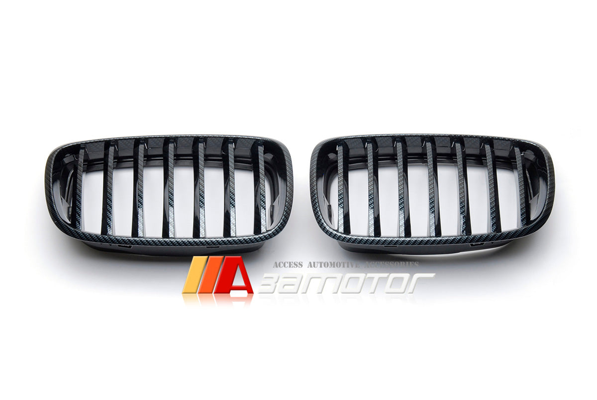 Carbon Look (Hydro Dipped) Front Kidney Grilles Set fit for 2007-2013 BMW X5 E70 / 2008-2014 X6 E71