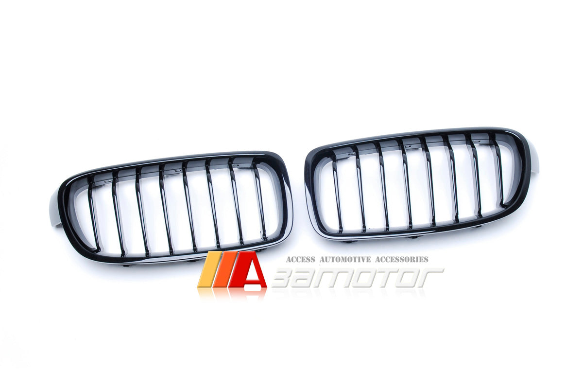 Gloss Black Front Kidney Grilles Set fit for 2012-2019 BMW F30 / F31 3-Series