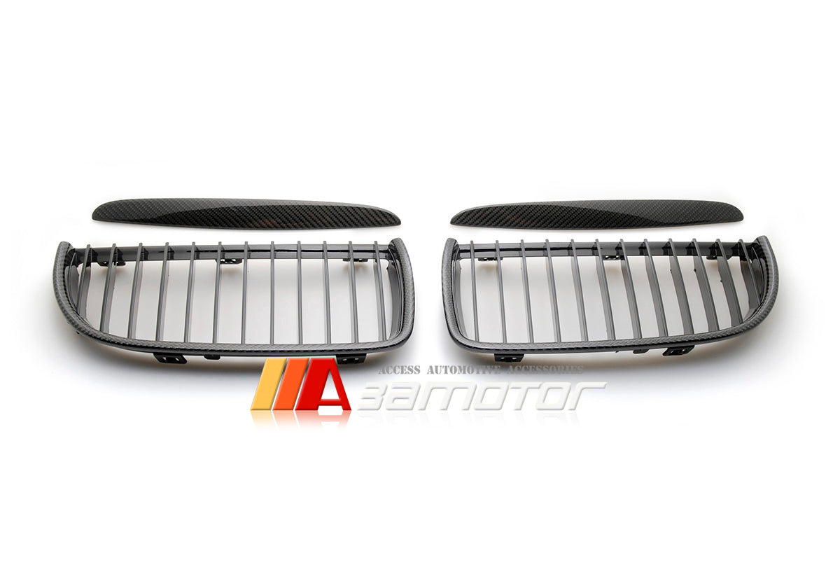 Carbon Fiber Front Kidney Grilles Set fit for 2005-2008 BMW E90 / E91 Pre-LCI 3-Series