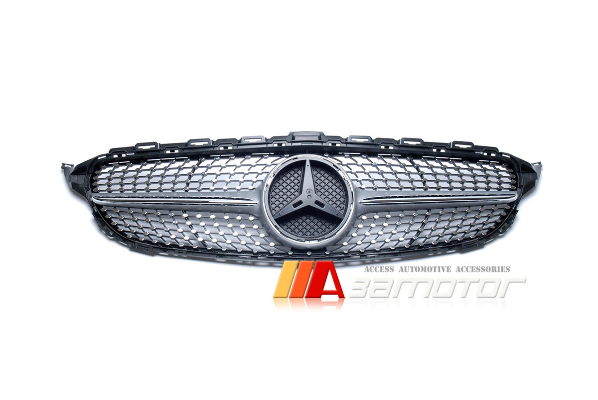 Diamond Radiator Style Front Bumper Hood Grille fit for 2016-2018 Mercedes W205 C-Class Sedan