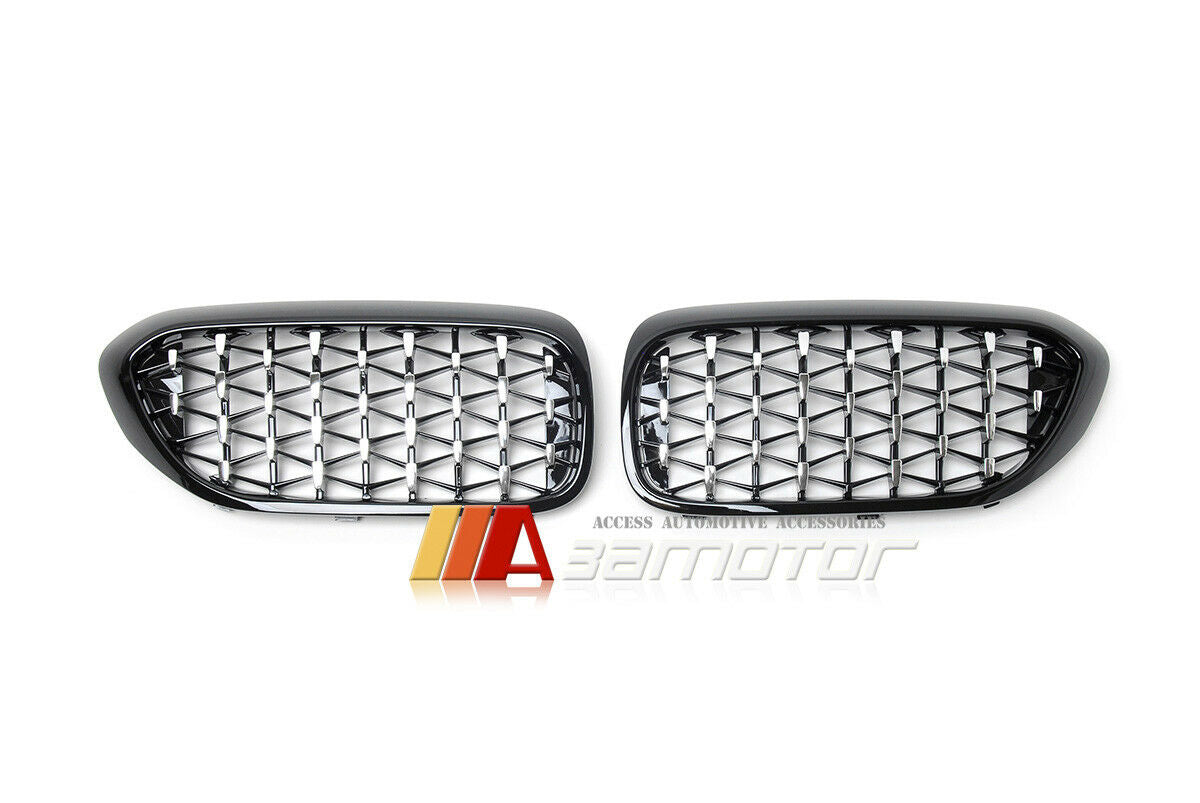 Gloss Black Diamonds Front Kidney Grilles Set fit for 2017-2020 BMW G30 / G31 Pre-LCI 5-Series
