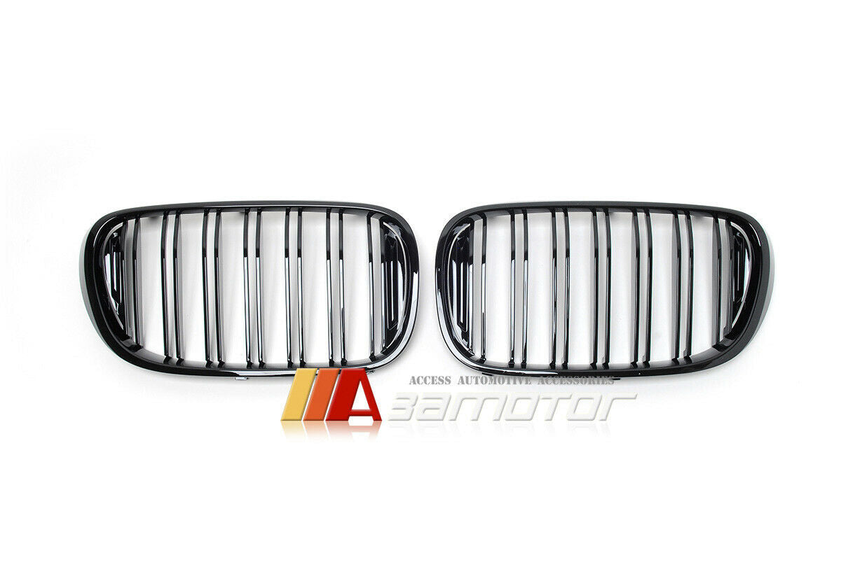 Gloss Black Dual Slat Front Kidney Grilles Set fit for 2016-2018 BMW G11 / G12 Pre-LCI 7-Series