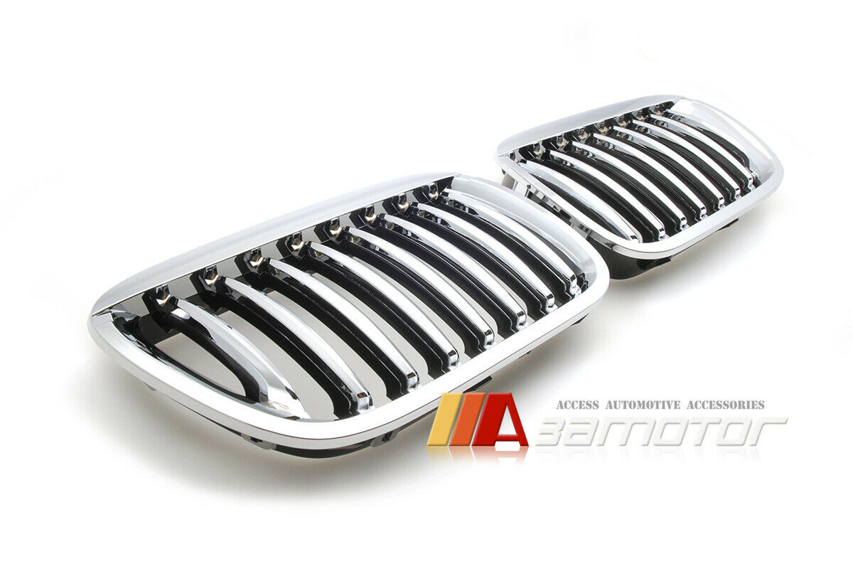 Chrome Front Kidney Grilles Set Backing Black fit for 1999-2002 BMW E53 Pre-LCI X5