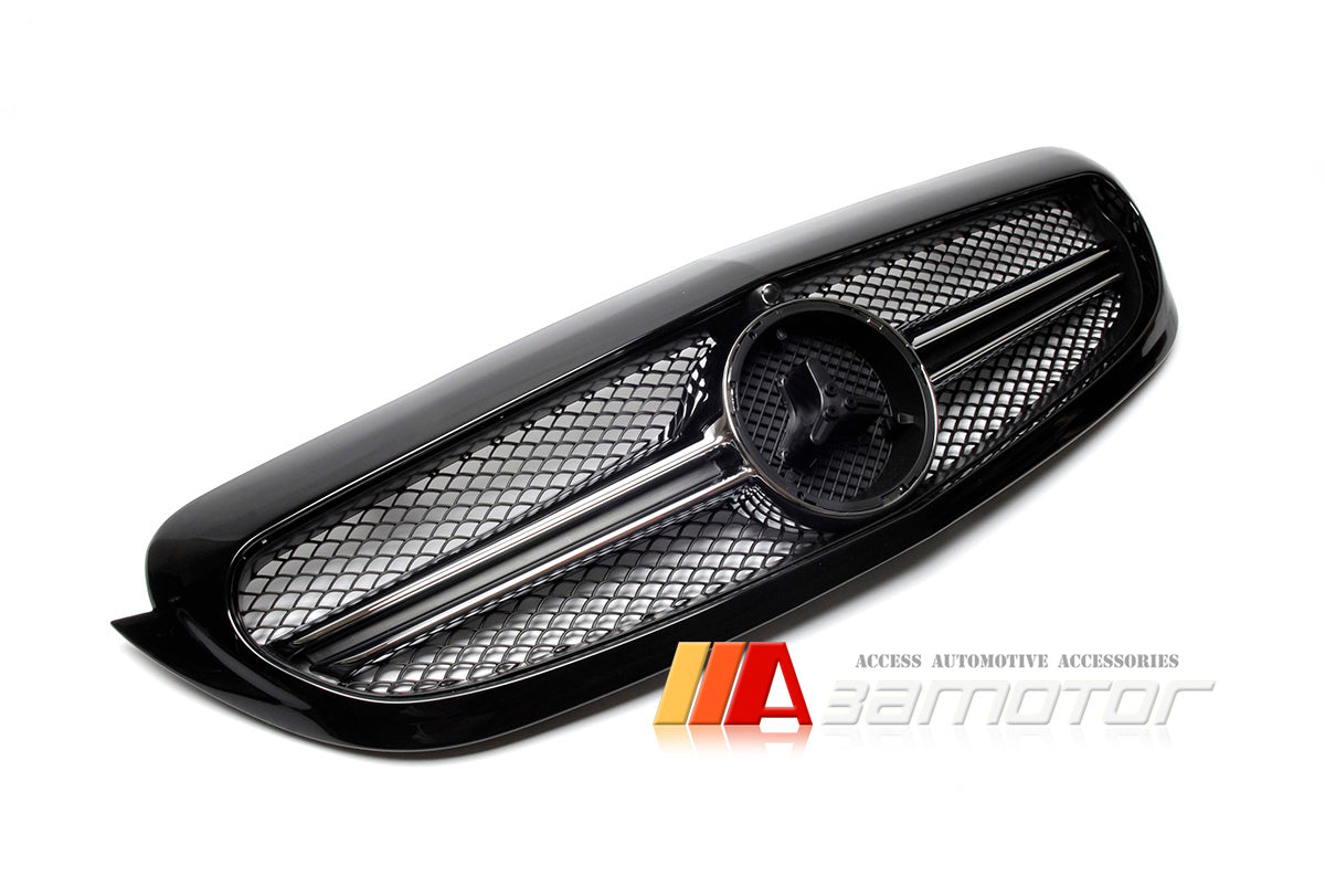 1 Fin Style Front Bumper Hood Grille fit for 2016-2018 Mercedes W205 C-Class Sedan