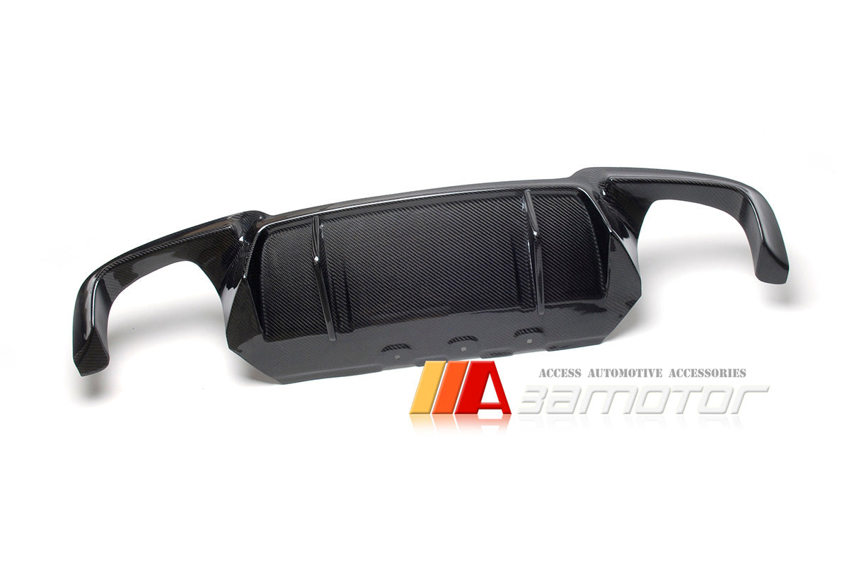 Carbon Fiber 2 Big Fins Rear Bumper Diffuser Quad fit for 2011-2016 BMW F10 M5 Sedan