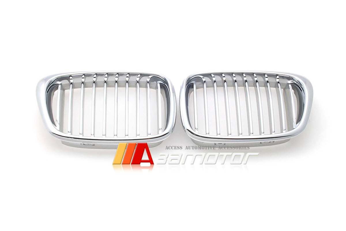 Chrome Front Kidney Grilles Set Backing Silver fit for 1996-2003 BMW E39 5-Series / E39 M5