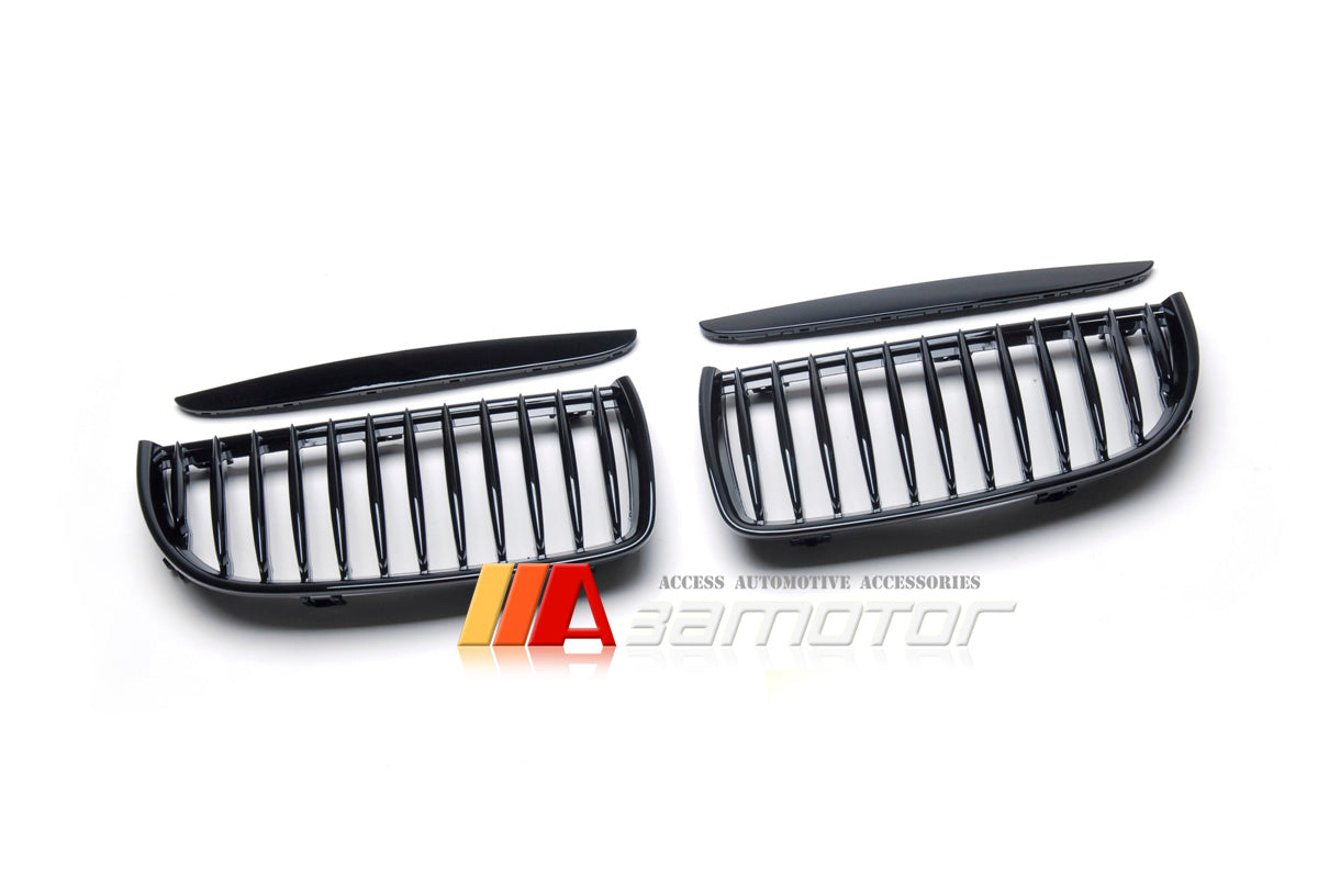Gloss Black Front Kidney Grilles Set fit for 2005-2008 BMW E90 / E91 Pre-LCI 3-Series