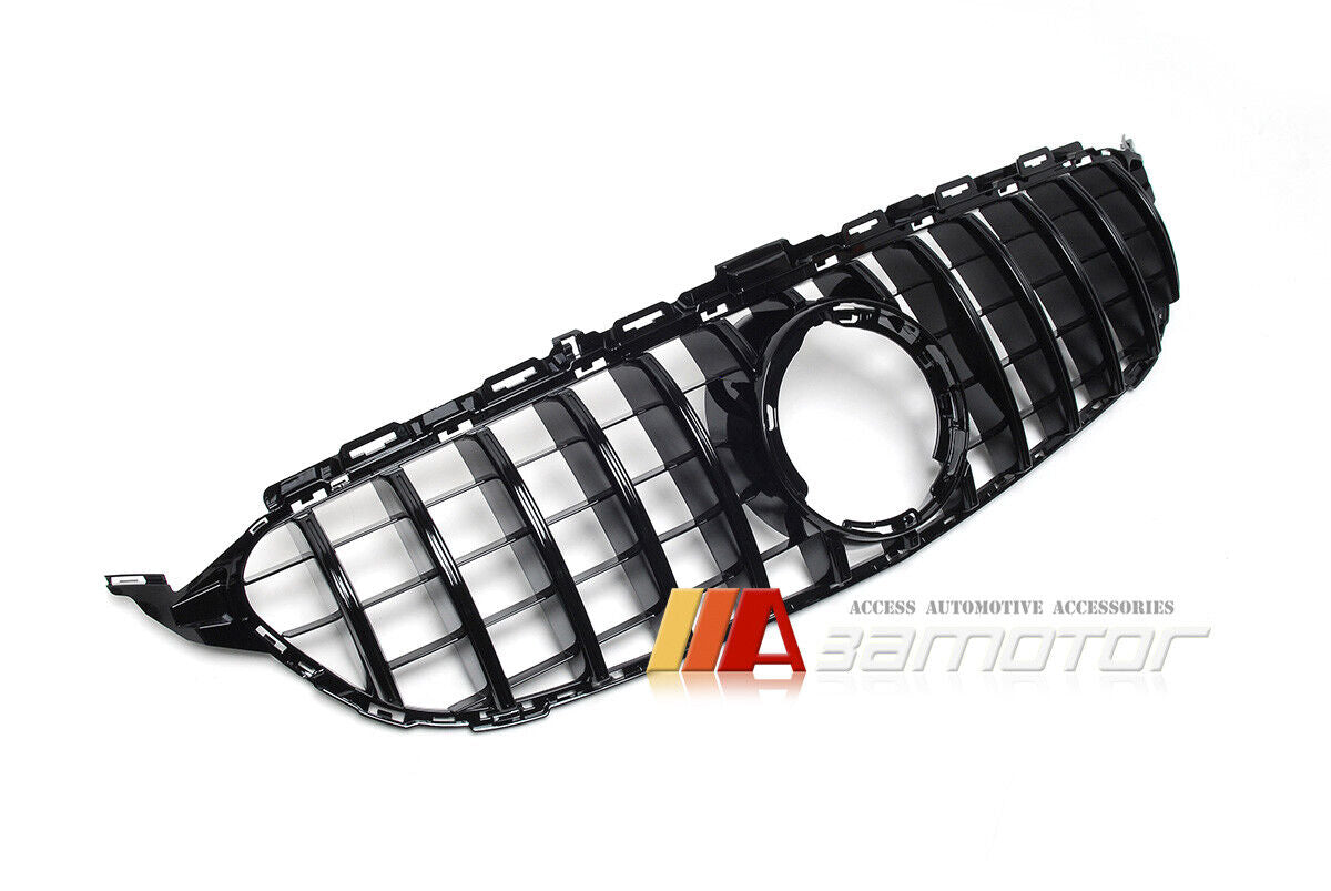 All Black GT Style Front Grille fit for 2019-2021 Mercedes W205 / S205 / C205 / A205 Facelift C-Class
