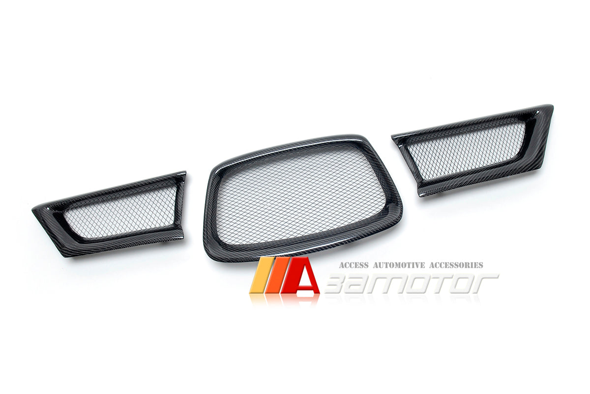 Carbon Fiber Front Mesh Grilles 3PC Set fit for 2006-2007 Subaru Impreza Hawkeye WRX STi