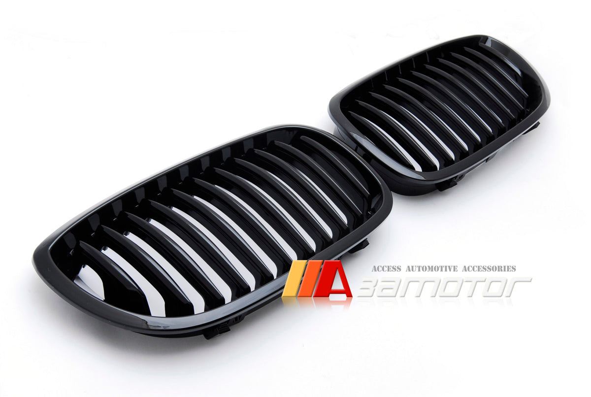 Gloss Black Front Kidney Grilles Set fit for 2003-2006 BMW E46 LCI 3-Series Coupe