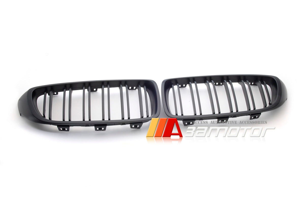 Matte Black Dual Slat Front Grilles Set fit for BMW F80 M3 / F82 M4 / F32 F33 F36 4-Series