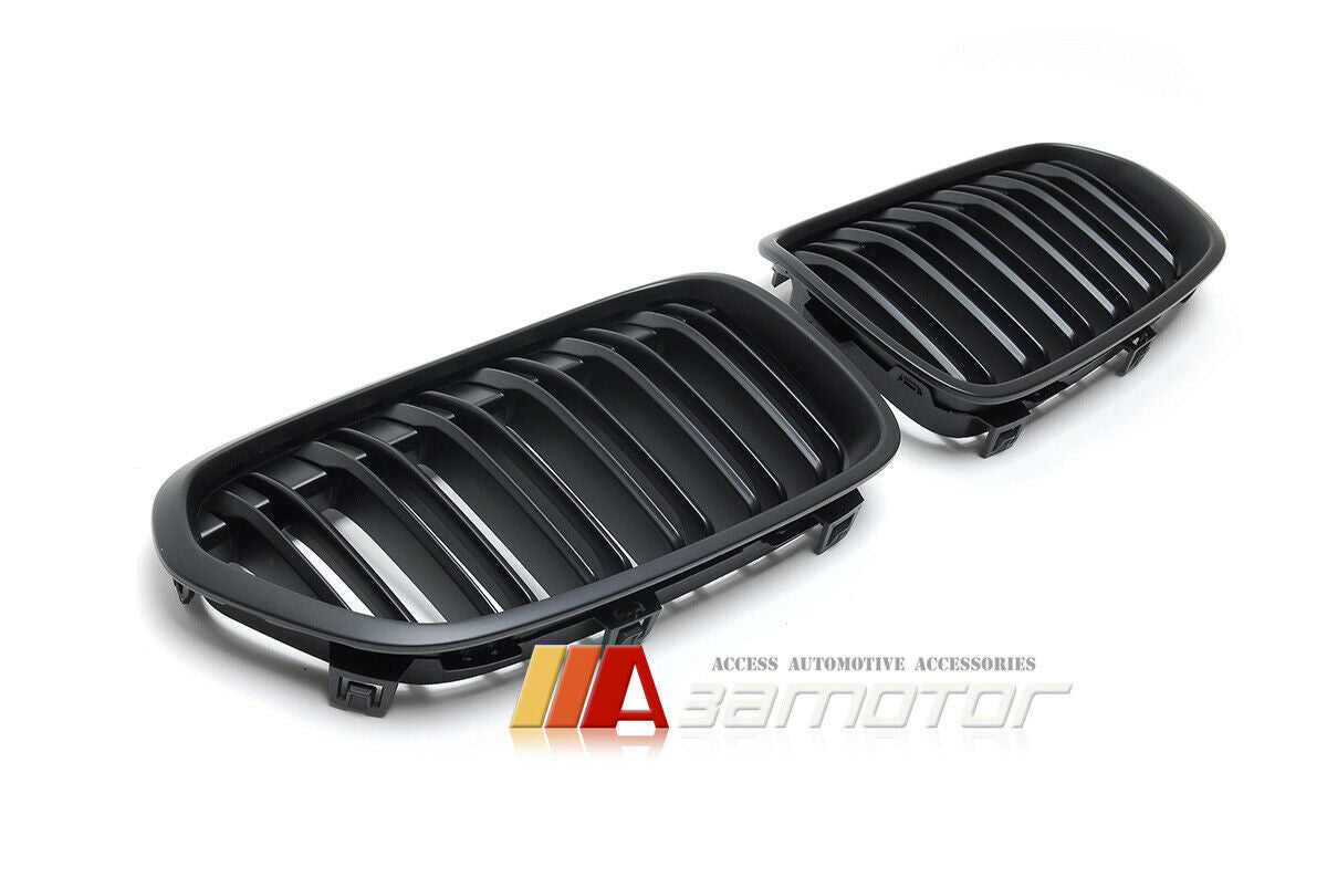 Dual Slat Gloss Black Front Kidney Grilles Set fit for 2018-2022 BMW F52 1-Series