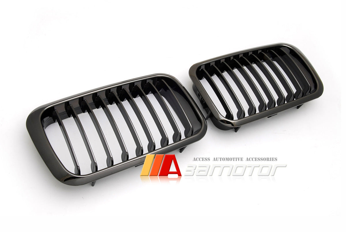 Black Chrome Finish Front Kidney Grilles fit for 1992-1996 BMW E36 3-Series Pre-LCI & E36 M3