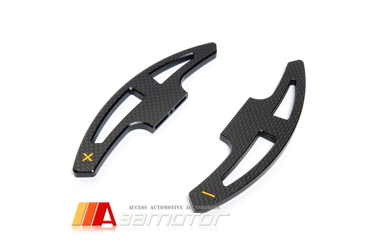 Carbon Fiber Steering Wheel Extend DCT Clutch Shift Paddles Set Yellow fit for E90 M3 / E92 M3 / E93 M3 / E70 X5M / E71 X6M
