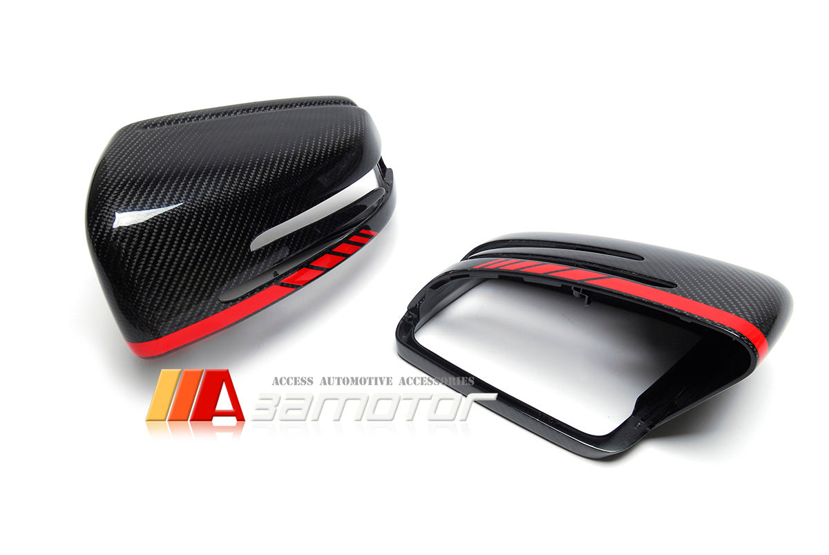 Replacement Carbon Fiber Side Mirrors Red fit for Mercedes W204 / C204 /  W212 / C207 / W221 / C117 / W218 / W216 / X204