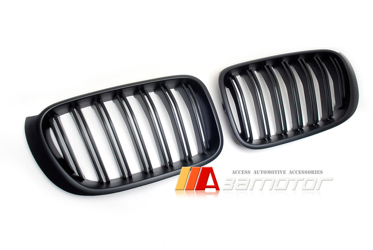 Matte Black Dual Slat Front Kidney Grilles fit for 2014-2018 BMW F25 LCI X3 / F26 X4