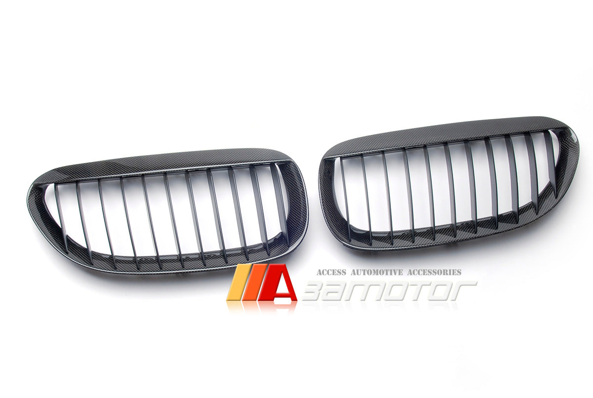 Carbon Fiber Front Kidney Grilles Set fit for 2004-2010 BMW E63 / E64 6-Series & M6