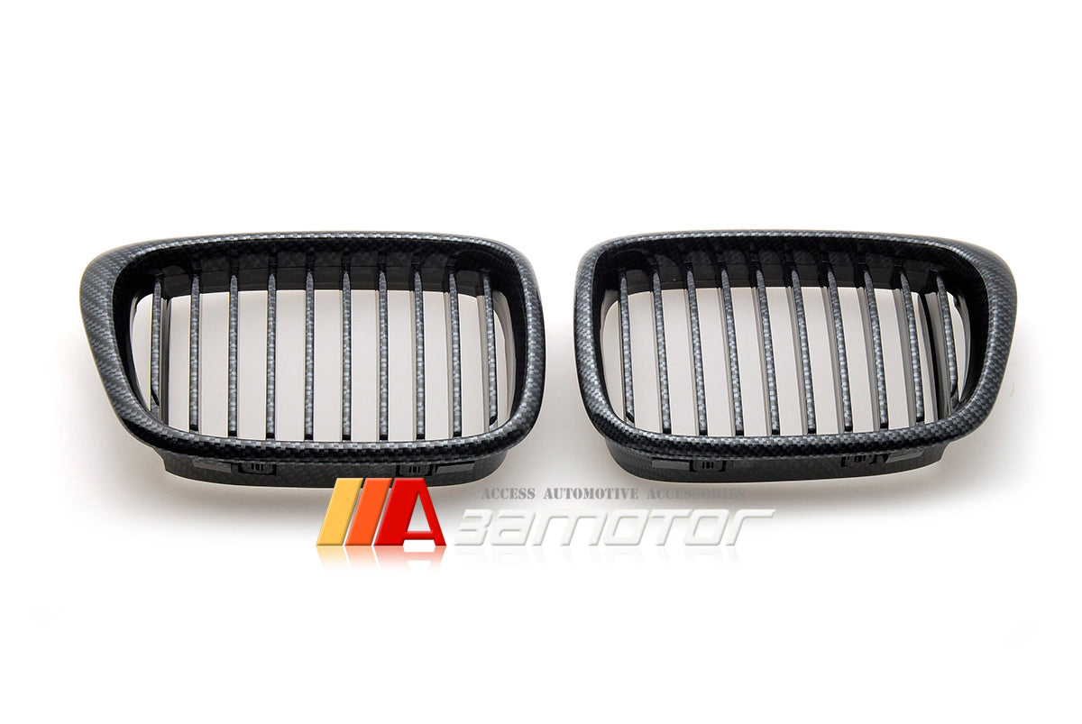 Carbon Look (Hydro Dipped) Front Kidney Grilles Set fit for 1996-2003 BMW E39 5-Series / E39 M5