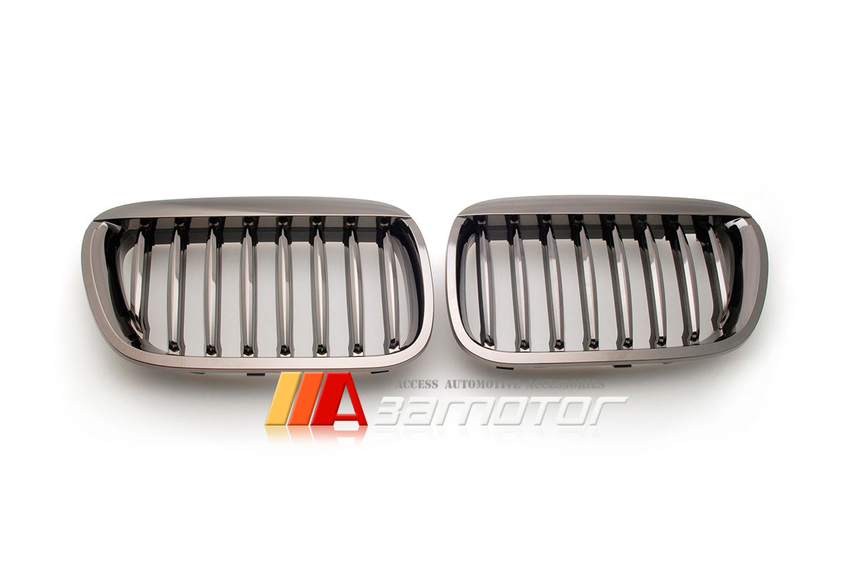 Black Chrome Finish Front Kidney Grilles Set fit for 1999-2002 BMW E53 Pre-LCI X5