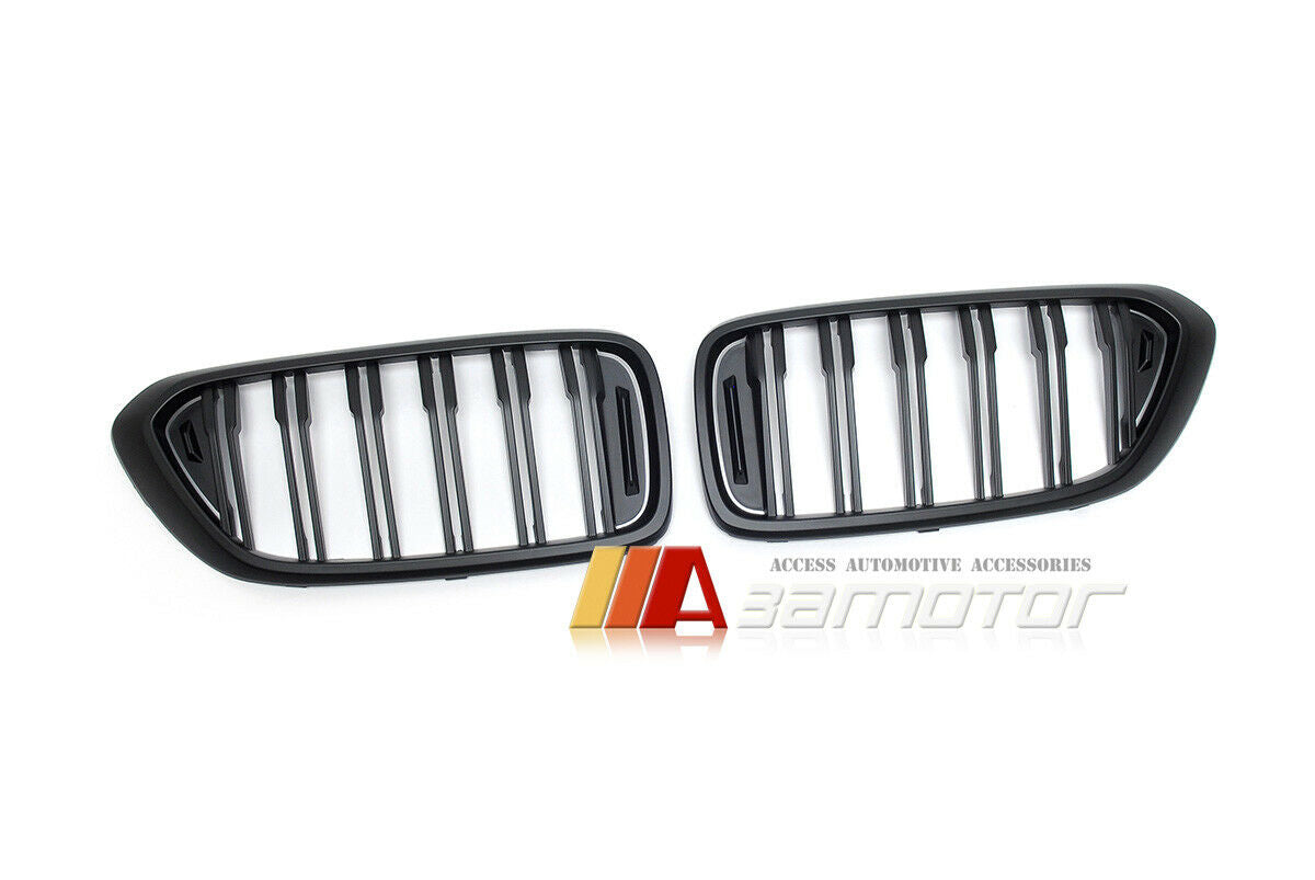 Matte Black Dual Slat Front Kidney Grilles Set fit for 2018-2022 BMW G32 6-Series GT
