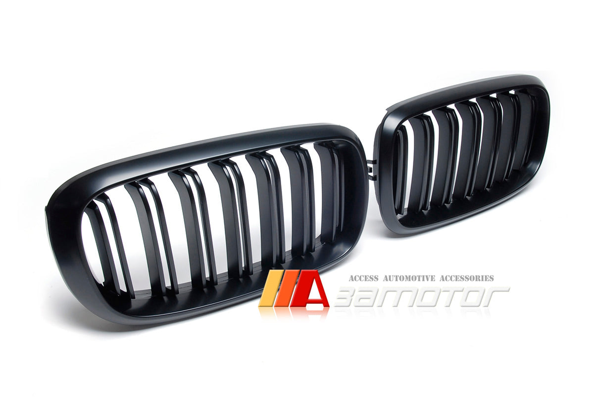 Matte Black Dual Slat Front Kidney Grilles fit for 2014-2018 BMW F15 X5 X5M / F16 X6 X6M